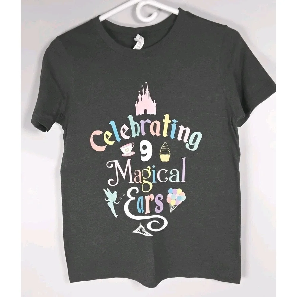 Bell & Canvas Kids Youth XL (18-20) Gray Tshirt Celebrating 9‎ Magical Ears